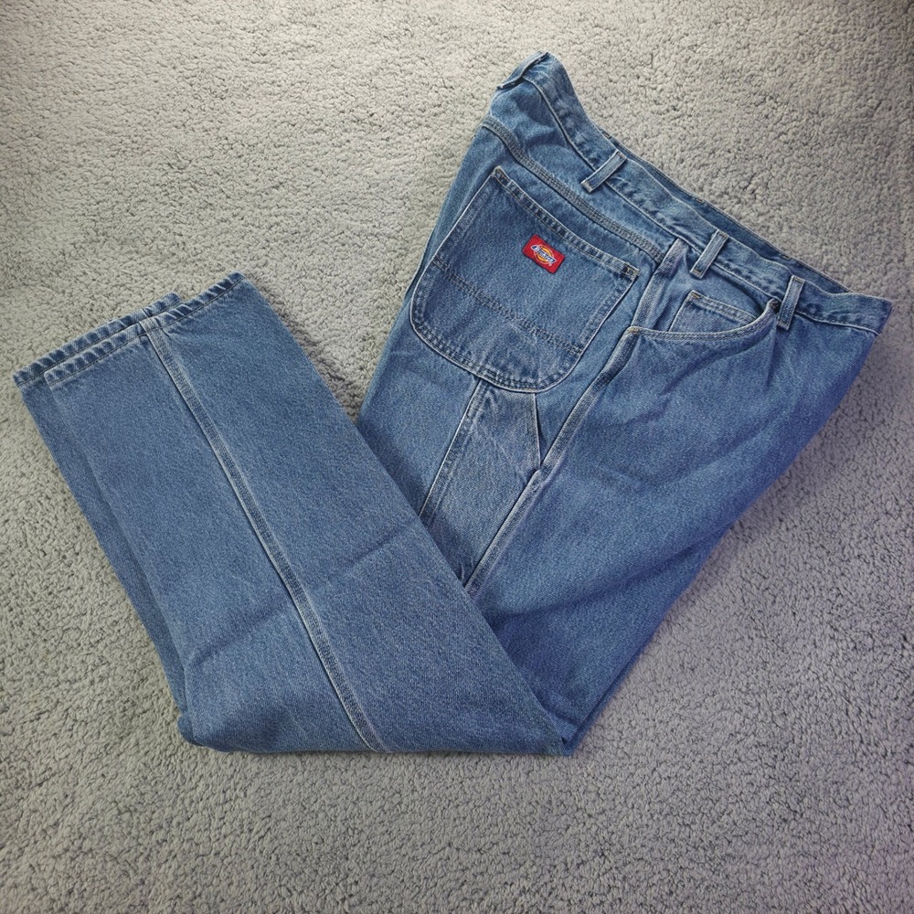 Dickies Relaxed Fit Carpenter Jeans Mens 38x32 Blue Denim Work Utility W616728